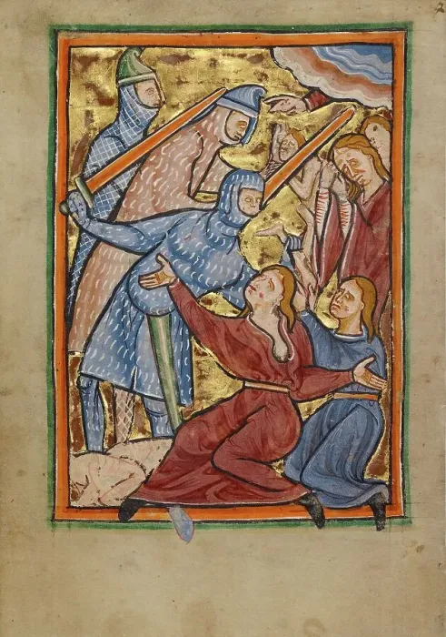 Framed Print : The Massacre of the Innocents; Illustrated Vita Christi, with devotional... about 1190-1200. Creator: Unknown Framed Print : The Massacre of the Innocents; Illustrated Vita Christi, with devotional... about 1190-1200. Creator: Unknown