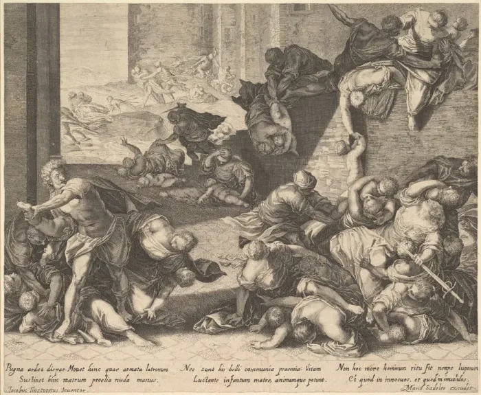 Framed Print : Massacre of the Innocents, reduced and reversed copy after Aegidius Sadeler Framed Print : Massacre of the Innocents, reduced and reversed copy after Aegidius Sadeler