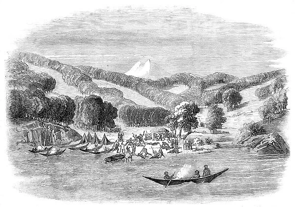 Massacre of a mission party of the 'Alan Gardiner' by the natives at Woolya, Tierra del Fuego, 1860. Creator: Unknown. Massacre of a mission party of the 'Alan Gardiner' by the natives at Woolya, Tierra del Fuego, 1860. Creator: Unknown