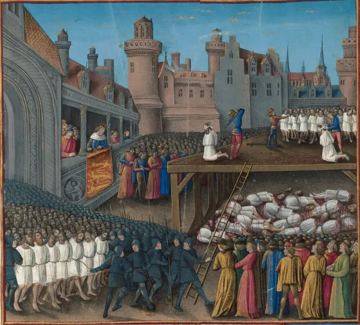 Framed Print : Massacre of the Saracen prisoners, ordered by King Richard the Lionheart, 1191, 1474-1475 Framed Print : Massacre of the Saracen prisoners, ordered by King Richard the Lionheart, 1191, 1474-1475