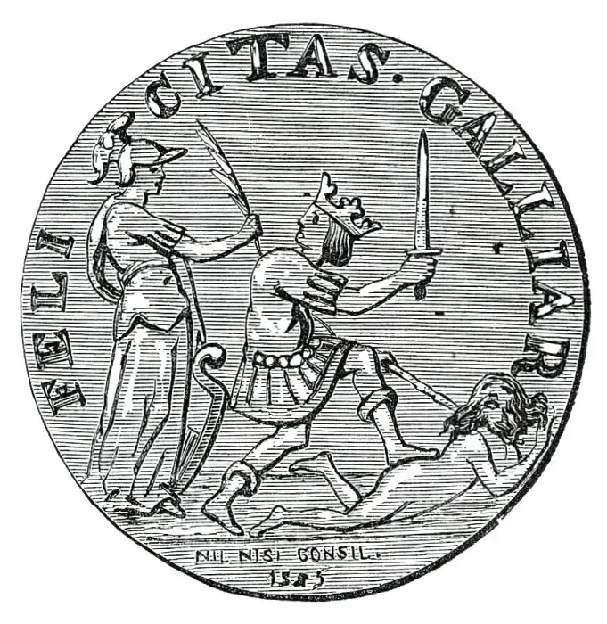 Framed Print : The Massacre of St. Bartholomew Medal, 1850. Creator: Unknown. The Massacre of St. Bartholomew Medal, 1850. Creator: Unknown Framed Print : The Massacre of St. Bartholomew Medal, 1850. Creator: Unknown. The Massacre of St. Bartholomew Medal, 1850. Creator: Unknown