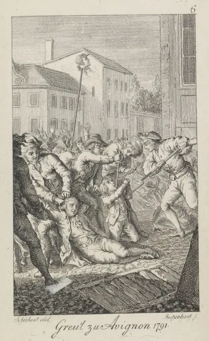 Framed Print : The massacres of La Glaciere on 16-17 October 1791, 1793-1799. Creator: Riepenhausen Framed Print : The massacres of La Glaciere on 16-17 October 1791, 1793-1799. Creator: Riepenhausen