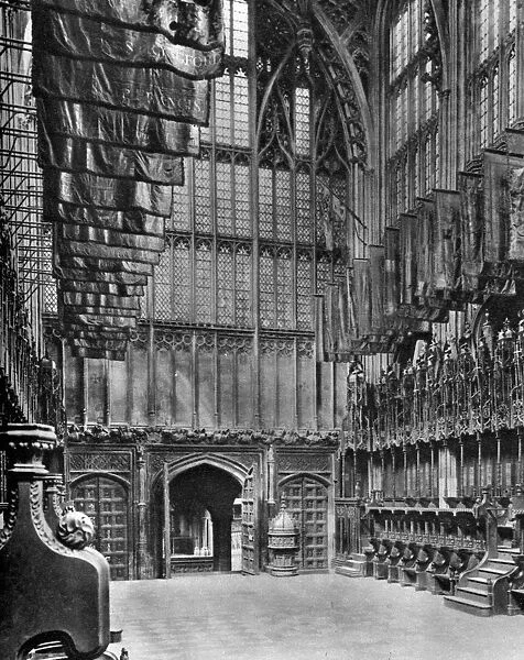 Massed banners of the Knights of the Bath in Henry VIIs Chapel, Westminster Abbey, 1926-1927. Artist: King