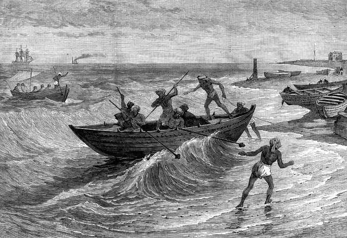 Framed Print : Massoolah boats, Madras, 1880. Creator: Unknown