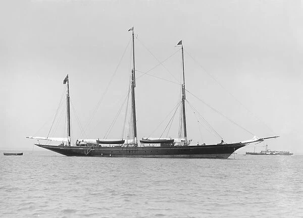 The three mast auxiliary sailing yacht Utopia at anchor, 1913