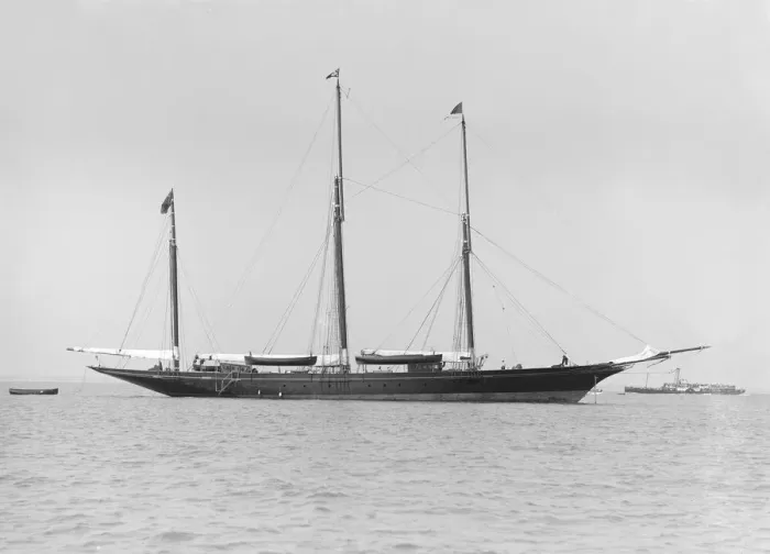 Framed Print : The three mast auxiliary sailing yacht Utopia at anchor, 1913 Framed Print : The three mast auxiliary sailing yacht Utopia at anchor, 1913