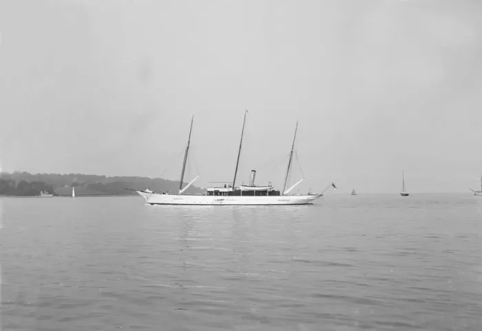 Framed Print : The three mast steam yacht Aries. Creator: Kirk & Sons of Cowes Framed Print : The three mast steam yacht Aries. Creator: Kirk & Sons of Cowes