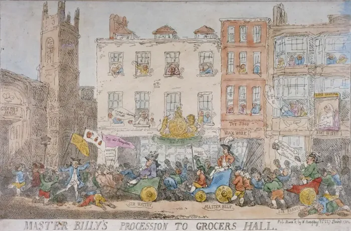 Framed Print : Master Billys procession to Grocers Hall, 1784 Framed Print : Master Billys procession to Grocers Hall, 1784