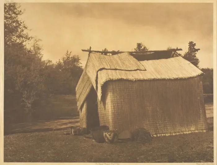 Framed Print : A Mat House - Skokomish, 1912. Creator: Edward Sheriff Curtis Framed Print : A Mat House - Skokomish, 1912. Creator: Edward Sheriff Curtis