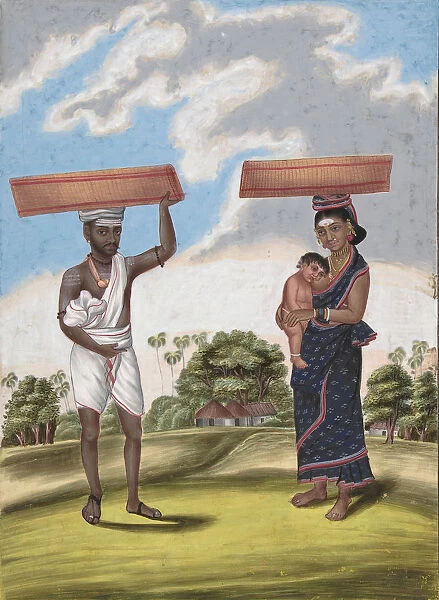 Mat-seller, in Malabar Cast, from Indian Trades and Castes, ca. 1840. Creator: Anon