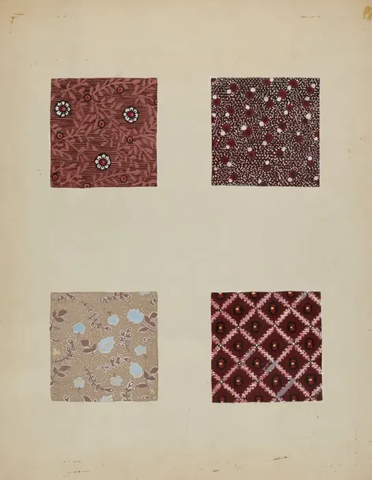 Framed Print : Materials from Patchwork Quilt, c. 1936. Creator: Katherine Hastings Framed Print : Materials from Patchwork Quilt, c. 1936. Creator: Katherine Hastings