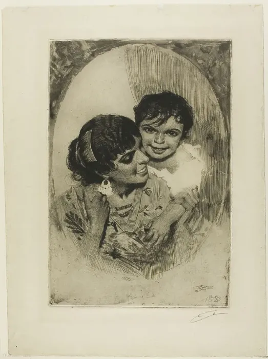 Framed Print : Maternal Delight III, 1883. Creator: Anders Leonard Zorn Framed Print : Maternal Delight III, 1883. Creator: Anders Leonard Zorn