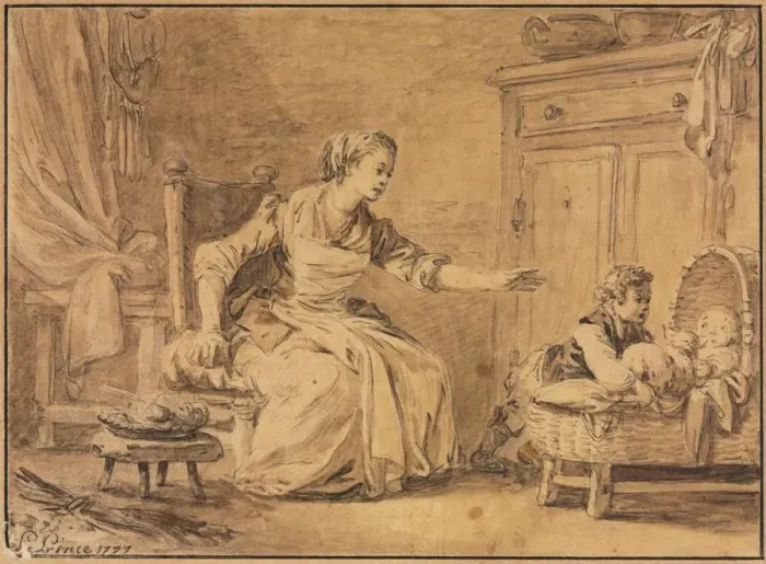 Framed Print : Maternal Solicitude, 1777. Creator: Jean Baptiste Le Prince (French, 1734-1781) Framed Print : Maternal Solicitude, 1777. Creator: Jean Baptiste Le Prince (French, 1734-1781)