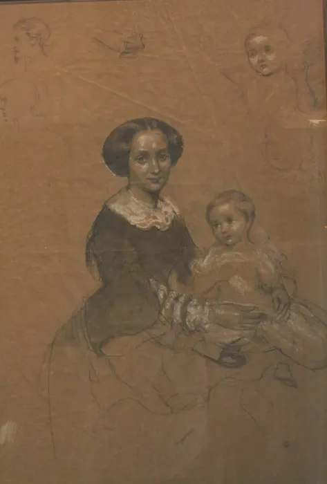 Framed Print : Mathilde Wesendonck (1828-1902) with her son Guido, 1856 Framed Print : Mathilde Wesendonck (1828-1902) with her son Guido, 1856