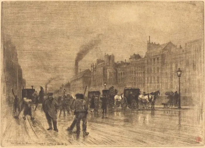 Framed Print : Matinee d Hiver sur les Quais, 1883. Creator: Felix Hilaire Buhot Framed Print : Matinee d Hiver sur les Quais, 1883. Creator: Felix Hilaire Buhot
