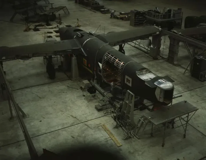 Framed Print : A mating operation on a transport plane... Consolidated Aircraft Corp... Fort Worth, Texas, 1942. Creator: Howard Hollem Framed Print : A mating operation on a transport plane... Consolidated Aircraft Corp... Fort Worth, Texas, 1942. Creator: Howard Hollem
