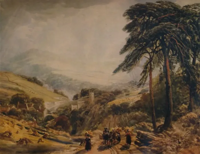 Framed Print : Matlock Village: Gleaners Returning, 1849, (1935). Artist: Peter de Wint Framed Print : Matlock Village: Gleaners Returning, 1849, (1935). Artist: Peter de Wint