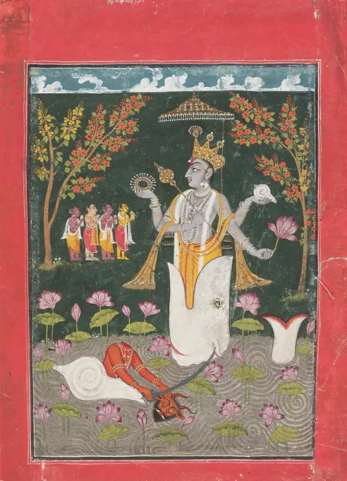 Framed Print : Matsya Avatar of Vishnu: The Slaying of Sankh asura, 1730-1740. Creator: Unknown