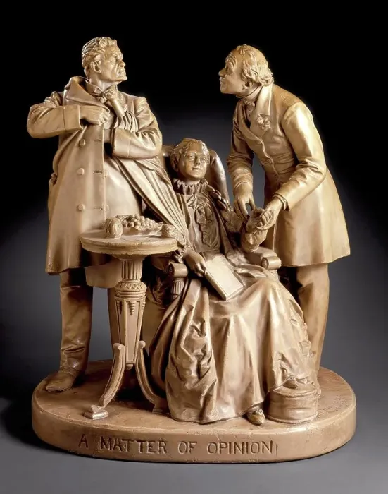 Framed Print : A Matter of Opinion, 1884. Creator: John Rogers Framed Print : A Matter of Opinion, 1884. Creator: John Rogers