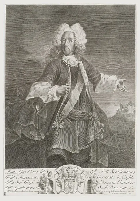 Framed Print : Matthias Johann Graf von der Schulenburg (1661-1747), 1735. Creator: Pitteri, Marco (1702-1786) Framed Print : Matthias Johann Graf von der Schulenburg (1661-1747), 1735. Creator: Pitteri, Marco (1702-1786)