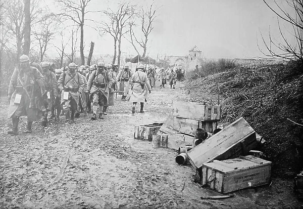On Maubeuge Road, coming from 1st line trenches, between c1915 and c1920. Creator: Bain News Service