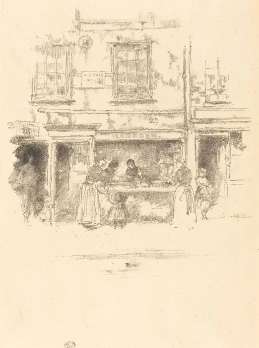 Framed Print : Maunders Fish Shop, Chelsea, 1890. Creator: James Abbott McNeill Whistler Framed Print : Maunders Fish Shop, Chelsea, 1890. Creator: James Abbott McNeill Whistler