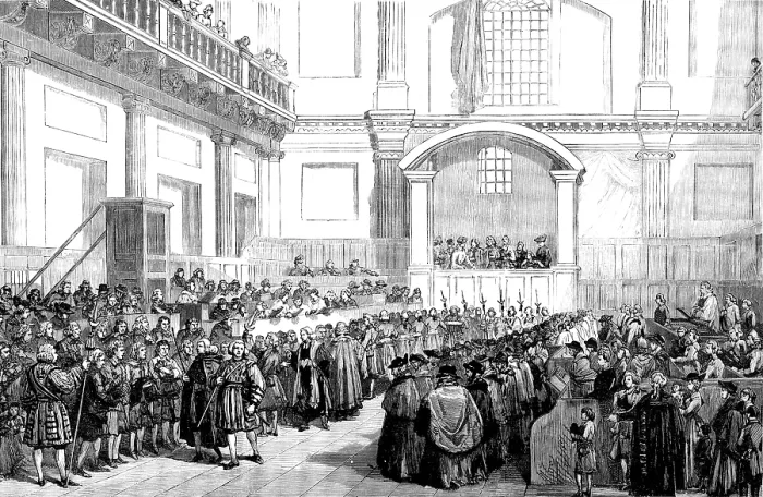 Framed Print : Maundy Thursday Royal Gifts at the Chapel Royal, Whitehall, 1777, (1890). Creator: Unknown Framed Print : Maundy Thursday Royal Gifts at the Chapel Royal, Whitehall, 1777, (1890). Creator: Unknown