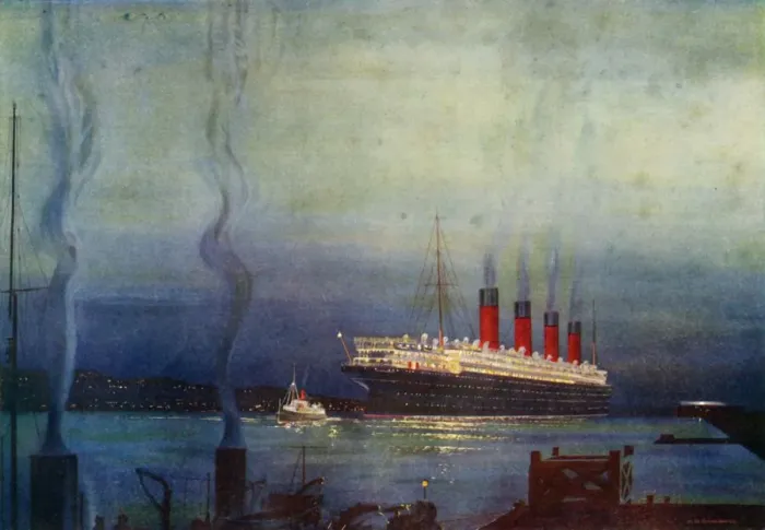 Framed Print : The Mauretania at Cherbourg, c1930. Creator: Unknown Framed Print : The Mauretania at Cherbourg, c1930. Creator: Unknown
