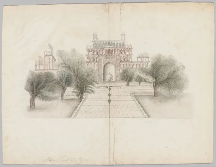 Framed Print : The Mausoleum of Akbar at Secundrabad, early 19th century. Creator: Unknown Framed Print : The Mausoleum of Akbar at Secundrabad, early 19th century. Creator: Unknown