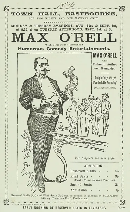 Framed Print : Max O'Rell will give Three Different Humorous Comedy Entertainments, 1896. Creator: Unknown. Max O'Rell will give Three Different Humorous Comedy Entertainments, 1896 Framed Print : Max O'Rell will give Three Different Humorous Comedy Entertainments, 1896. Creator: Unknown. Max O'Rell will give Three Different Humorous Comedy Entertainments, 1896