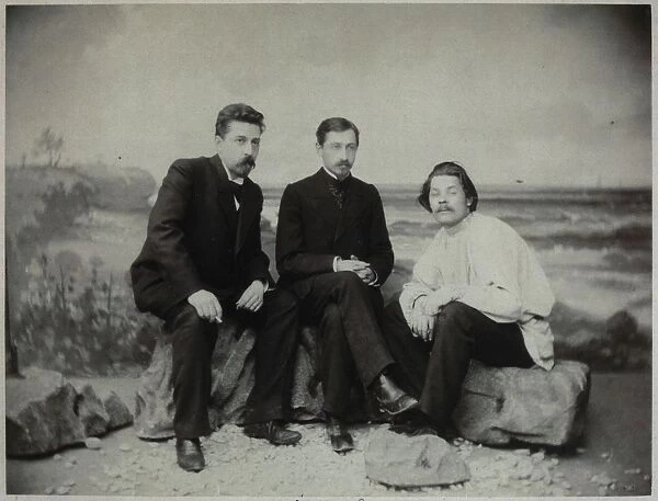 Maxim Gorky, Ivan Bunin and Nikolai Teleshov, 1900. Artist: Anonymous