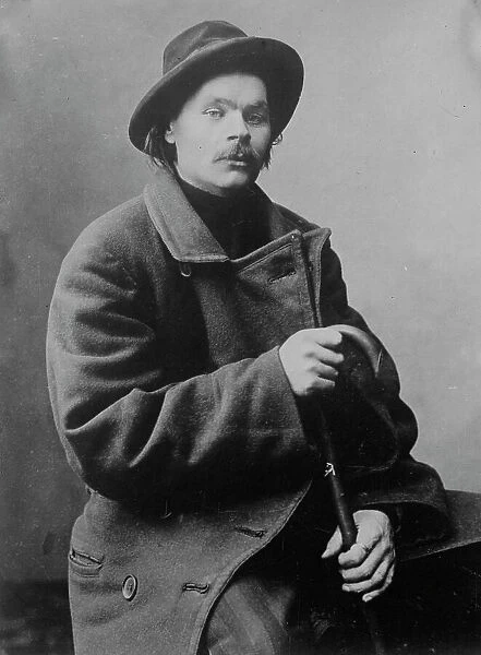 Maxim Gorky, seated with heavy coat on, 1910. Creator: Bain News Service
