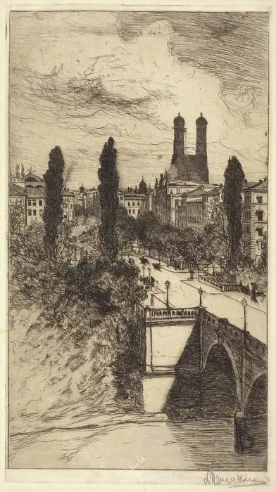 Framed Print : Maximiliam Street and Frauenkirche, Munich, Bavaria, about 1885. Creator: Lewis Henry Meakin Framed Print : Maximiliam Street and Frauenkirche, Munich, Bavaria, about 1885. Creator: Lewis Henry Meakin