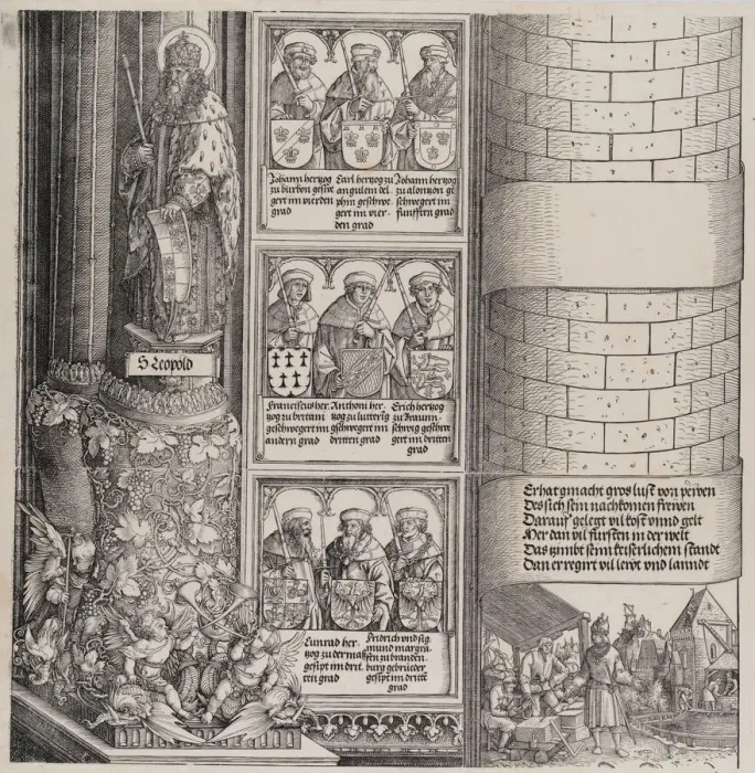 Framed Print : Maximilian as Architect; with a Statue of St. Leopold; and Busts of Maximilians Ance Framed Print : Maximilian as Architect; with a Statue of St. Leopold; and Busts of Maximilians Ance