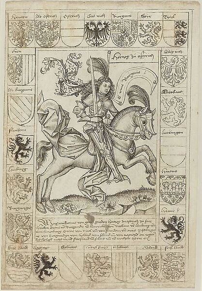 Maximilian, Duke of Austria, on Horseback, 1492. Creator: Master of the Strassburg Chronicle