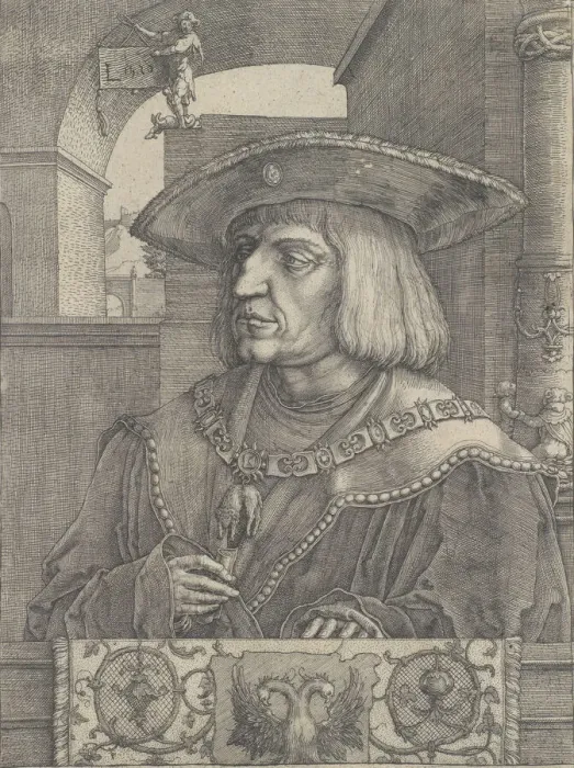 Framed Print : Maximilian I, 1520. Creator: Lucas van Leyden Framed Print : Maximilian I, 1520. Creator: Lucas van Leyden