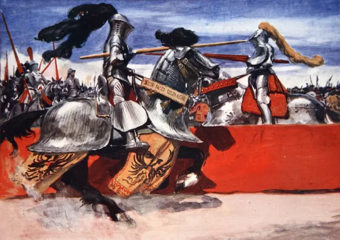 Framed Print : Maximilian I, Holy Roman Emperor, jousting at a tournament, late 15th or early 16th century (1913) Framed Print : Maximilian I, Holy Roman Emperor, jousting at a tournament, late 15th or early 16th century (1913)