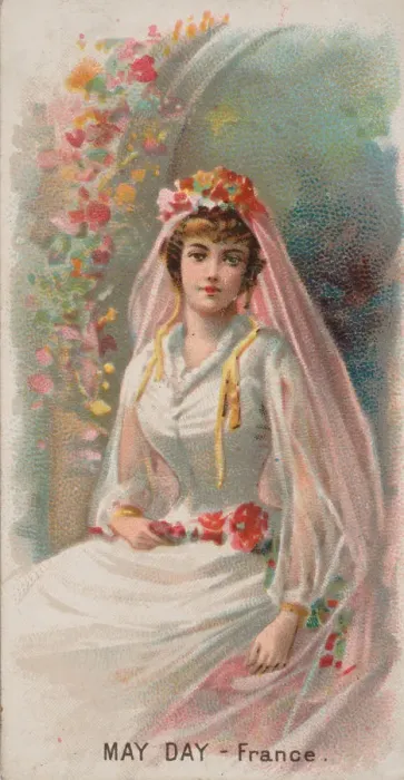 Framed Print : May Day, France, from the Holidays series (N80) for Duke brand cigarettes, 1890. 1890 Framed Print : May Day, France, from the Holidays series (N80) for Duke brand cigarettes, 1890. 1890
