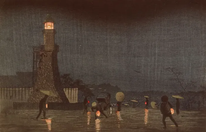 Framed Print : May Evening on Kudanzaka, 1880. Creator: Kobayashi Kiyochika Framed Print : May Evening on Kudanzaka, 1880. Creator: Kobayashi Kiyochika