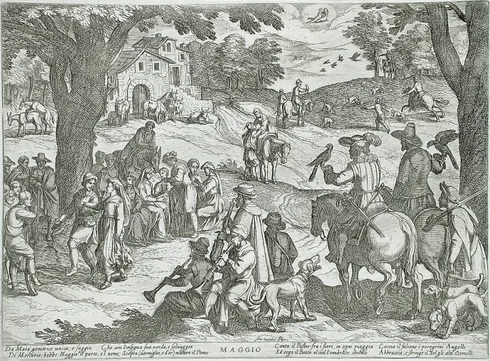 Framed Print : May: A Hunt, published 1599. Creator: Antonio Tempesta Framed Print : May: A Hunt, published 1599. Creator: Antonio Tempesta