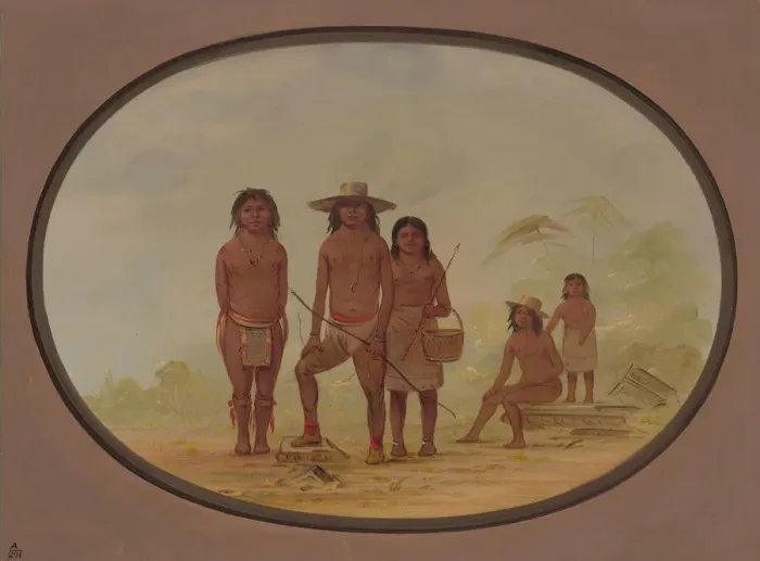 Framed Print : Five Maya Indians, 1855 / 1869. Creator: George Catlin Framed Print : Five Maya Indians, 1855 / 1869. Creator: George Catlin