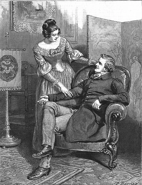 The Mayor of Casterbridge, by Thomas Hardy. 'Well, Lucetta, I've a bit of news for ye', 1886. Creator: Robert Barnes. The Mayor of Casterbridge, by Thomas Hardy. 'Well, Lucetta, I've a bit of news for ye', 1886. Creator: Robert Barnes