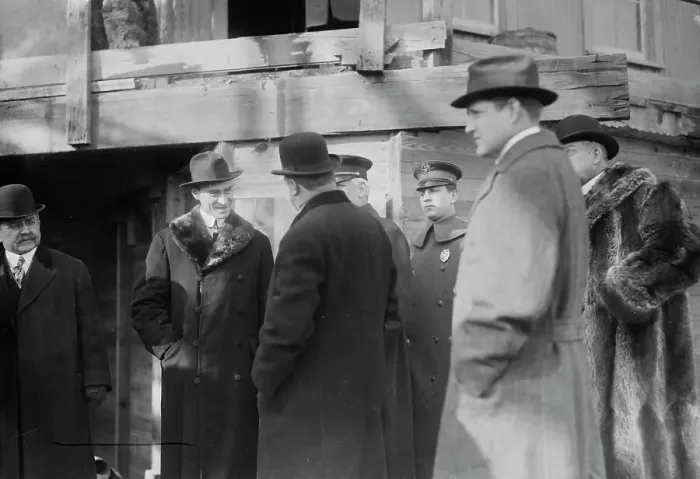 Framed Print : Mayor Mitchel at aqueduct completion 1 / 12 / 14, 1914. Creator: Bain News Service Framed Print : Mayor Mitchel at aqueduct completion 1 / 12 / 14, 1914. Creator: Bain News Service