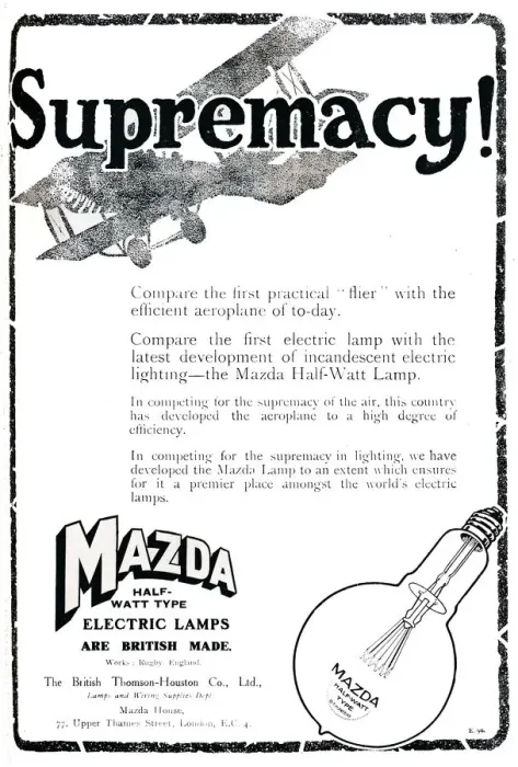 Framed Print : Mazda Half-Watt Type Electric Lamps Advert, 1919 Framed Print : Mazda Half-Watt Type Electric Lamps Advert, 1919