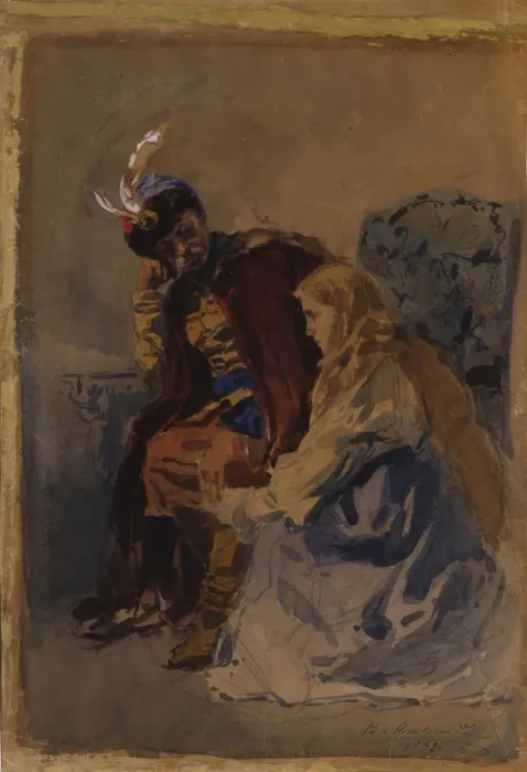 Framed Print : Mazepa with Maria, 1892. Artist: Makovsky, Vladimir Yegorovich (1846-1920) Framed Print : Mazepa with Maria, 1892. Artist: Makovsky, Vladimir Yegorovich (1846-1920)