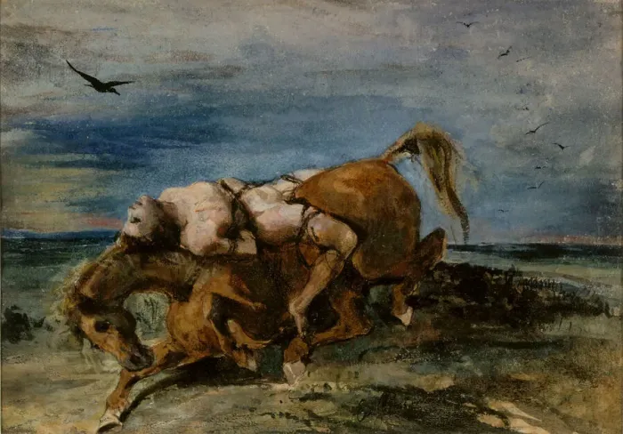 Framed Print : Mazeppa on the Dying Horse, 1824. Creator: Delacroix, Eugene (1798-1863) Framed Print : Mazeppa on the Dying Horse, 1824. Creator: Delacroix, Eugene (1798-1863)