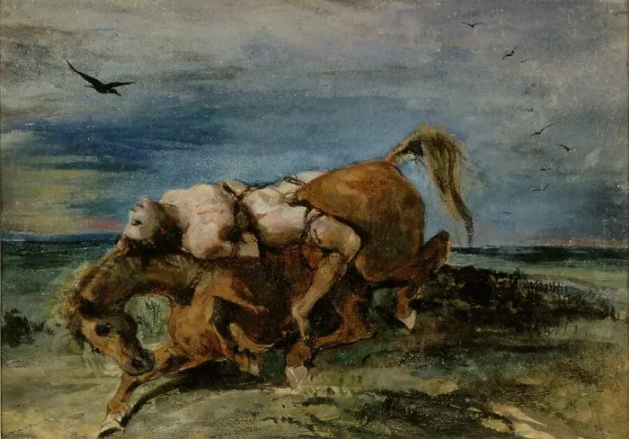 Framed Print : Mazeppa on the Dying Horse, 1824. Creator: Eugene Delacroix Framed Print : Mazeppa on the Dying Horse, 1824. Creator: Eugene Delacroix