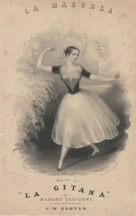 Framed Print : Mazurka danced in La Gitana by Marie Taglioni, c1840 Framed Print : Mazurka danced in La Gitana by Marie Taglioni, c1840