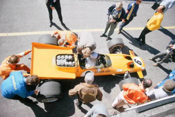 Framed Print : McLaren M74, Bruce McLaren 1969 British Grand Prix. Creator: Unknown Framed Print : McLaren M74, Bruce McLaren 1969 British Grand Prix. Creator: Unknown