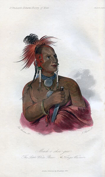 Meach-o-shin-gaw, The Little White Bear, A Konza Warrior, 1848. Artist: Harris